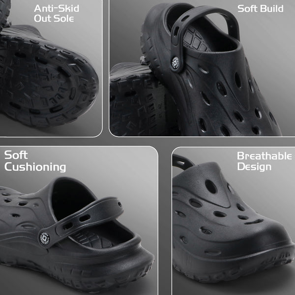 MidnightGrip Black Comfort Clogs
