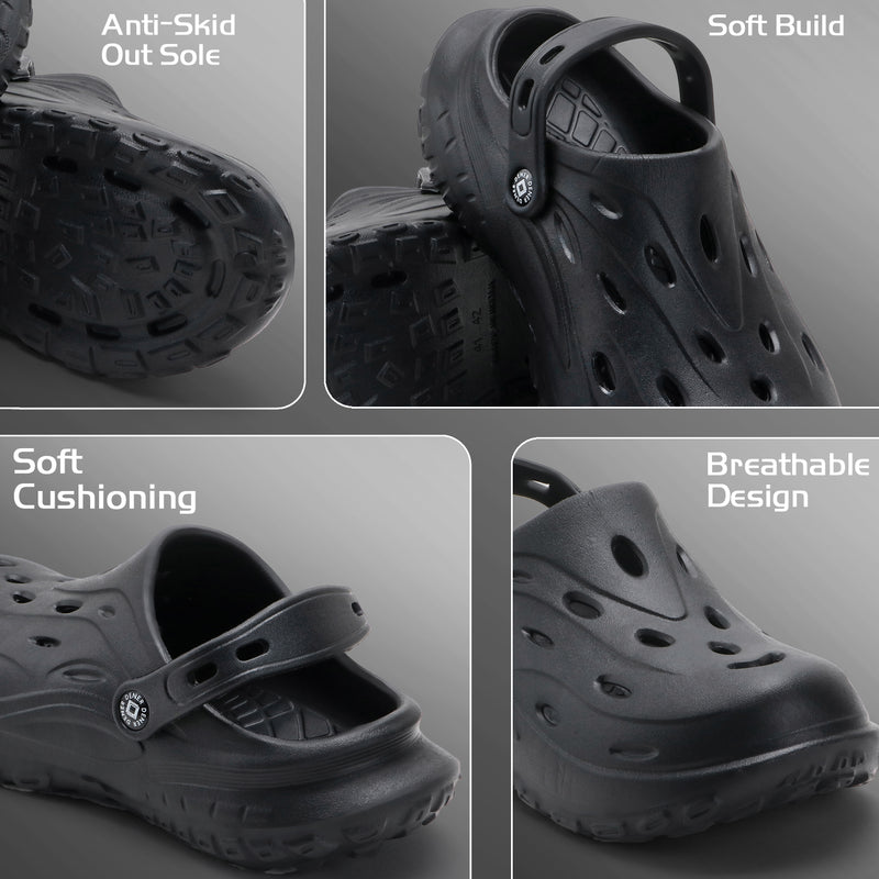 MidnightGrip Black Comfort Clogs