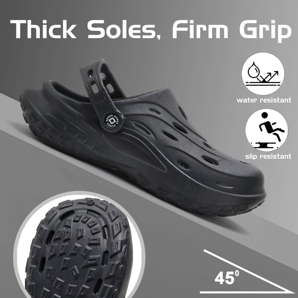 MidnightGrip Black Comfort Clogs