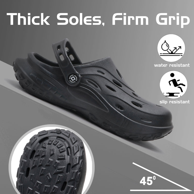 MidnightGrip Black Comfort Clogs
