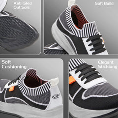 SwiftStride Sports Shoes (Black & Grey)