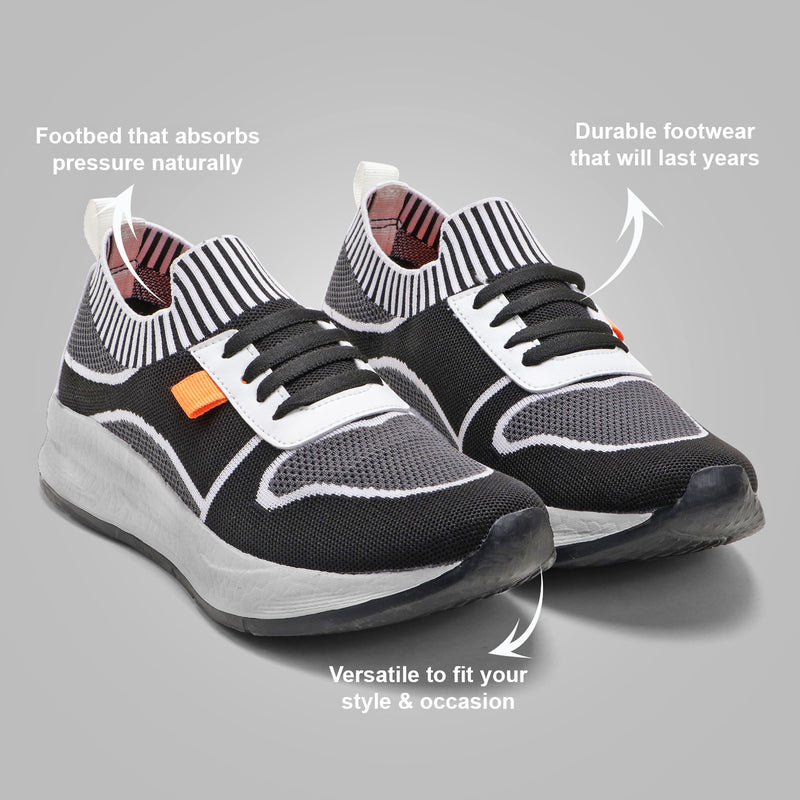 SwiftStride Sports Shoes (Black & Grey)