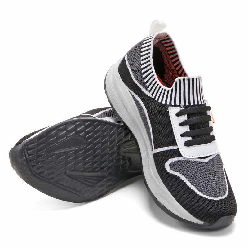 SwiftStride Sports Shoes (Black & Grey)